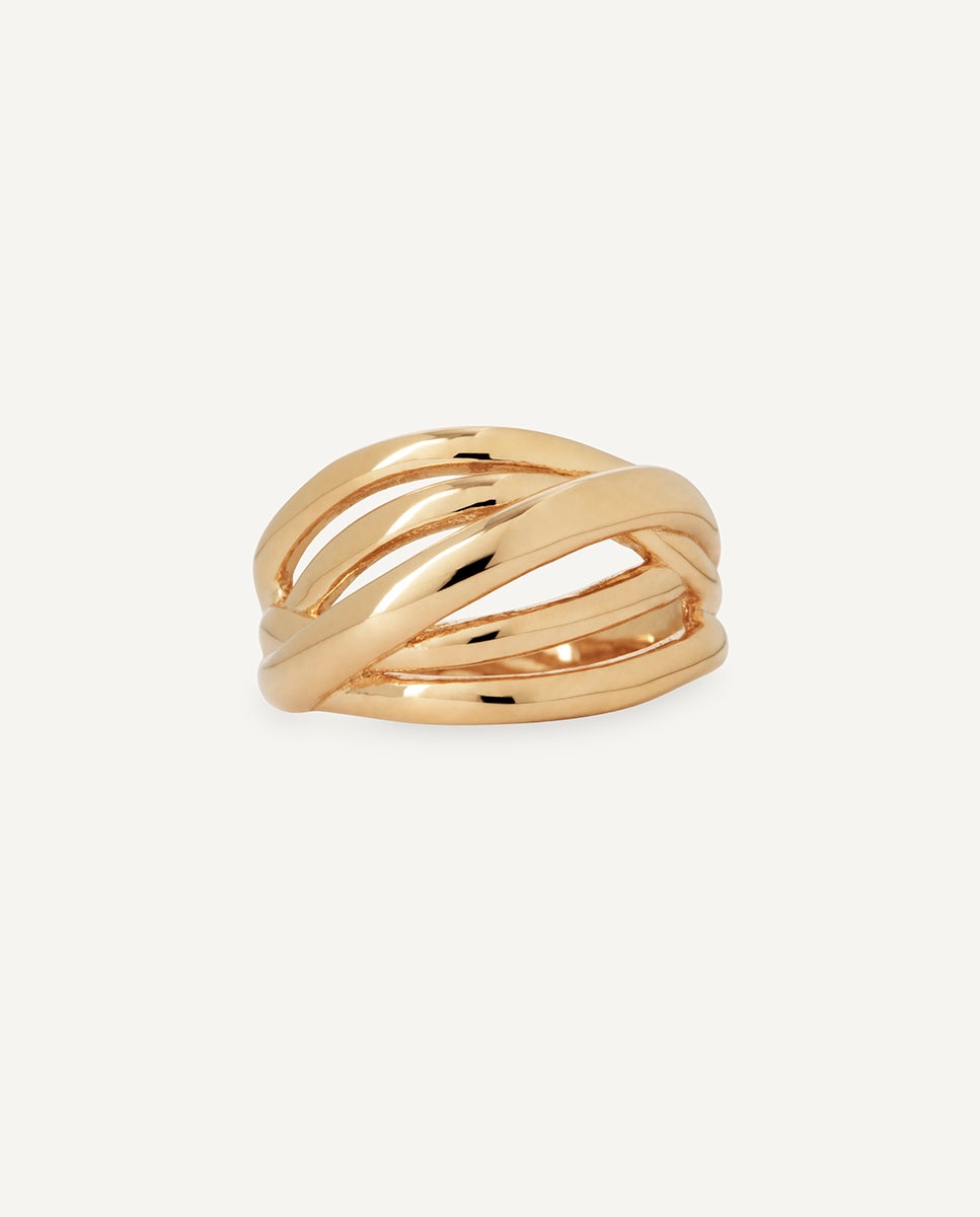 Anillo tiras bow de plata de ley 925 con baño en oro de 18 kt - Vidal & Vidal - Dorado Dorado-4