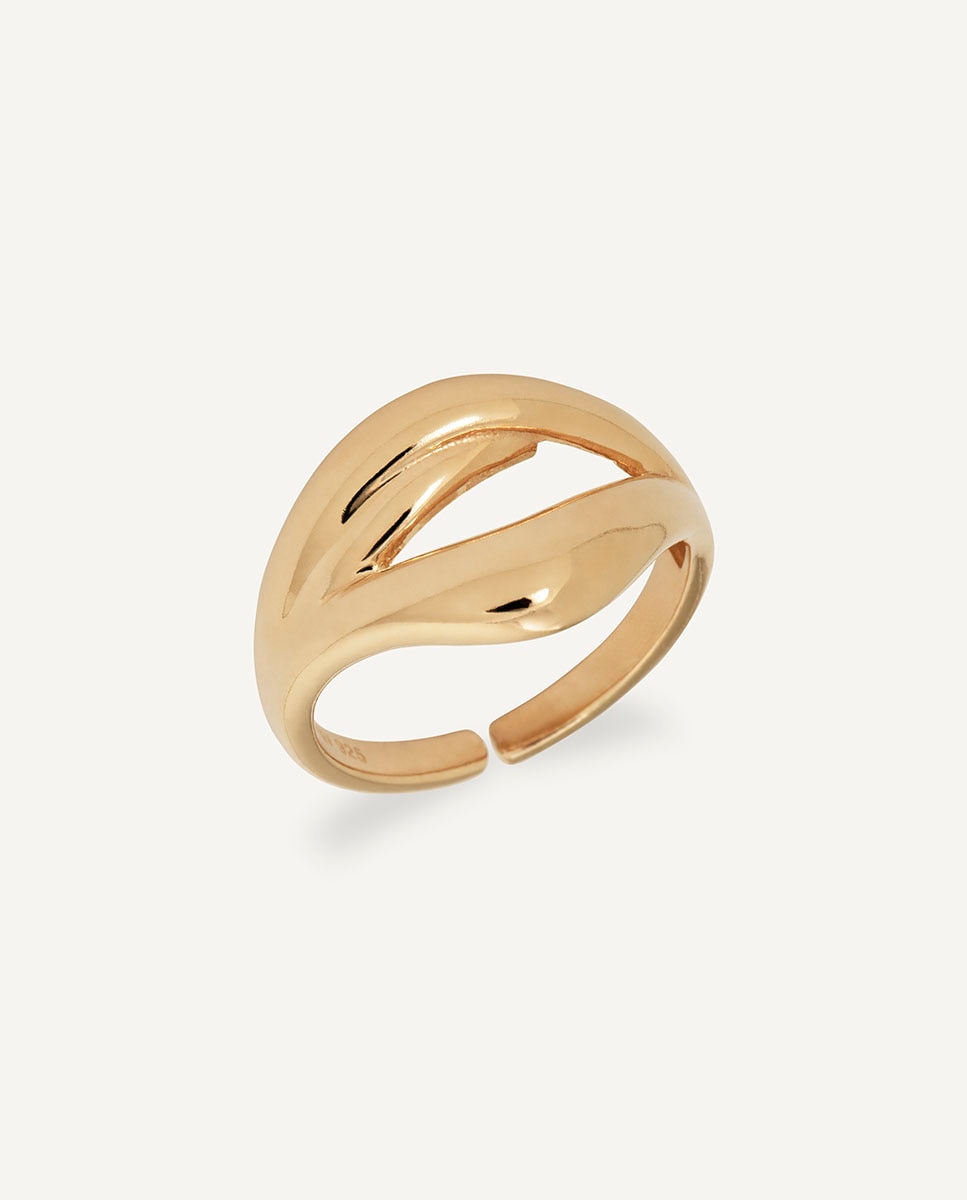 Imagen 0 de Anillo reclass de plata de ley 925 con baño en oro de 18 kt Dorado