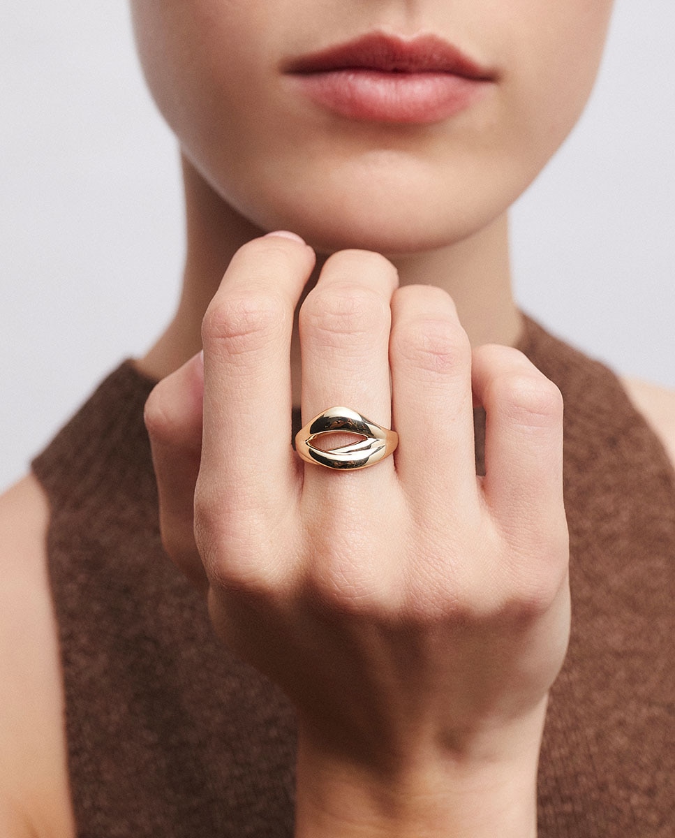 Anillo reclass de plata de ley 925 con baño en oro de 18 kt - Vidal & Vidal - Dorado Dorado-2