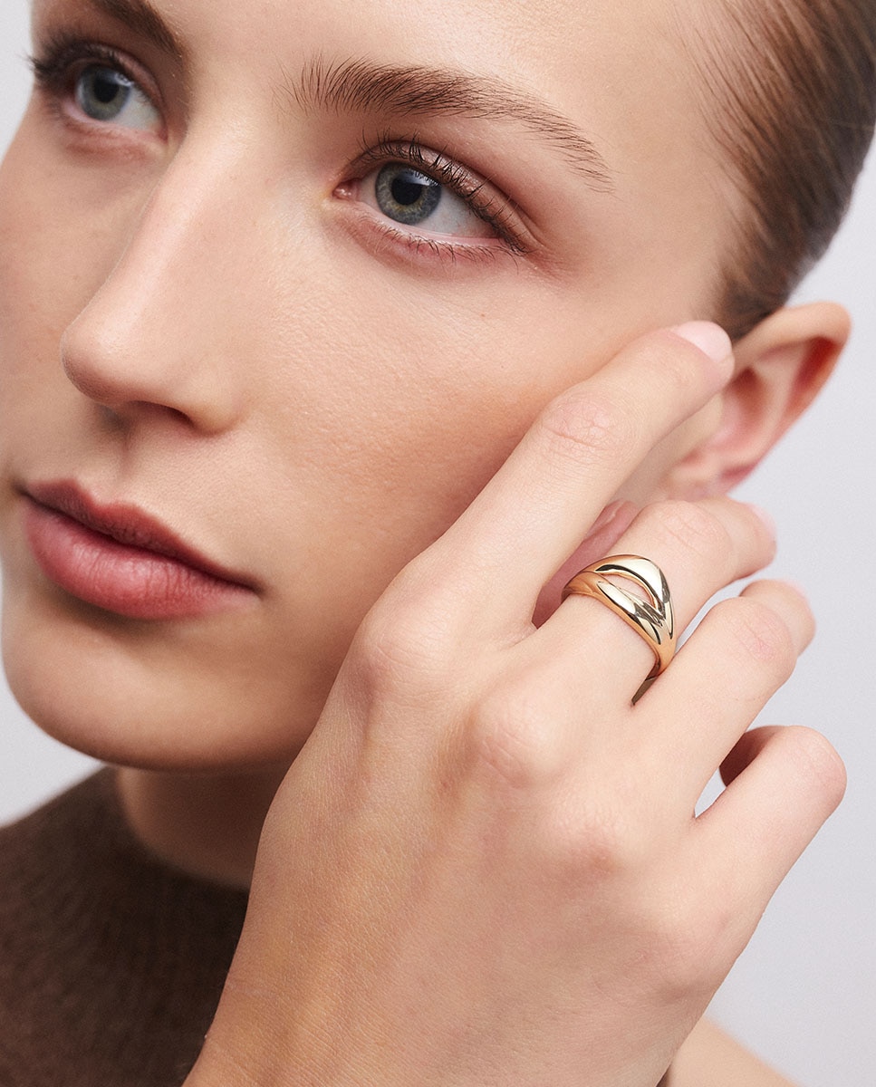 Anillo reclass de plata de ley 925 con baño en oro de 18 kt - Vidal & Vidal - Dorado Dorado-3