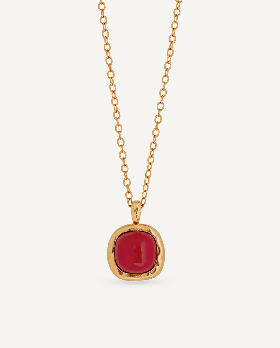 Imagen 0 de Collar cadena fina zahara de maría g de jaime bañado en oro de 18 kt con coral sintético rojo Rojo