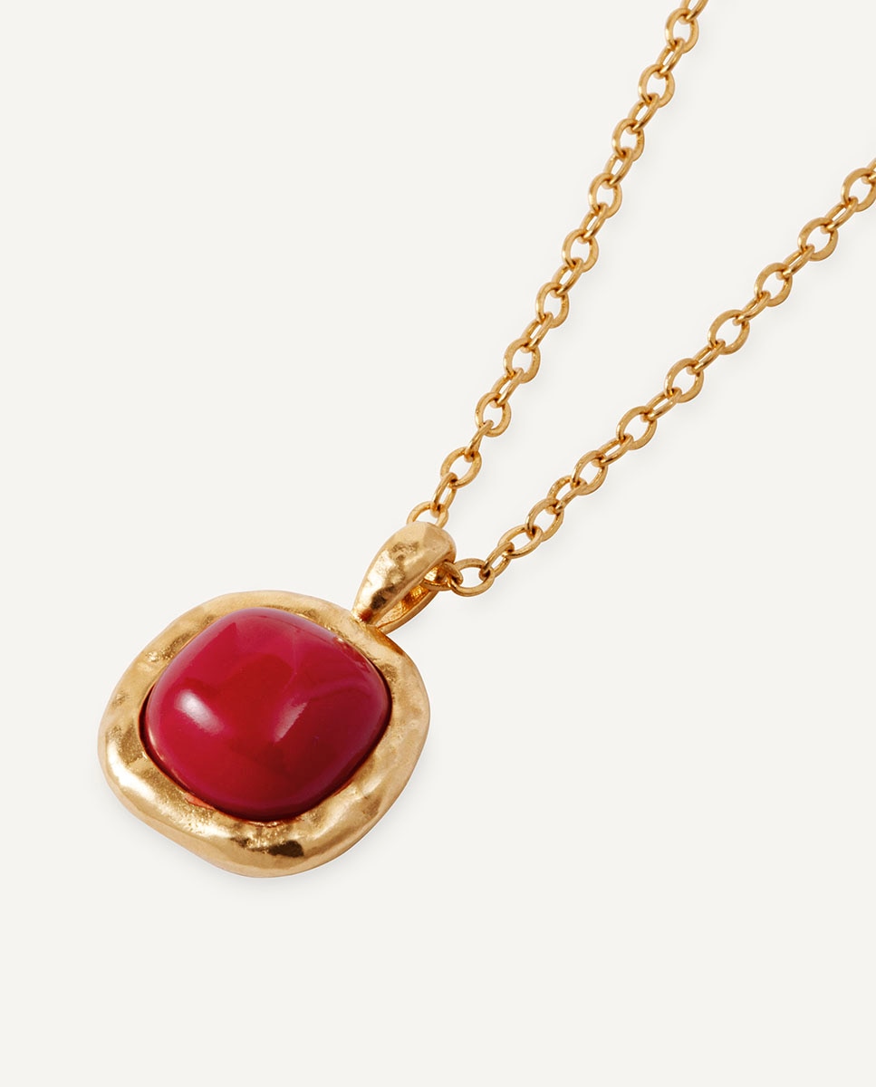 Collar cadena fina zahara de maría g de jaime bañado en oro de 18 kt con coral sintético - Vidal & Vidal - Rojo Rojo-4