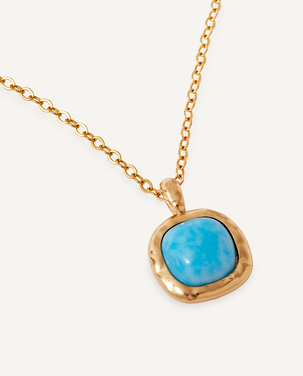 Collar cadena fina turquesa de maría g de jaime bañado en oro de 18 kt con cuarzo larimar - Vidal & Vidal - Azul Azul-4