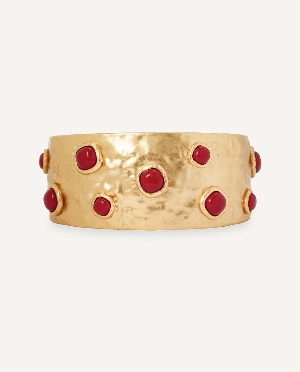 Brazalete volumen zahara de maría g de jaime bañado en oro de 18 kt con coral sintético - Vidal & Vidal - Rojo Rojo-4