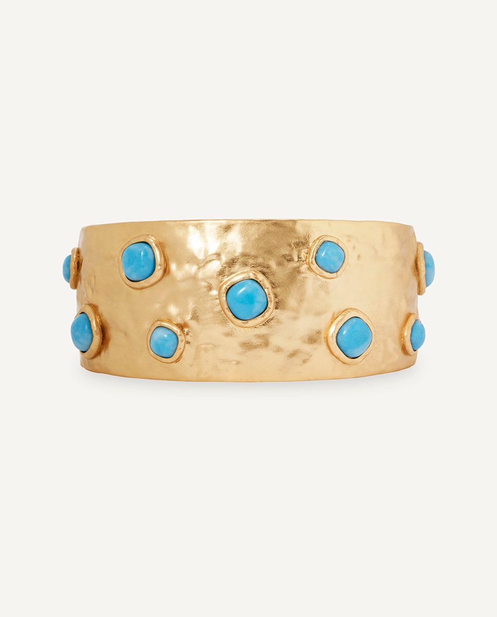 Brazalete volumen turquesa de maría g de jaime bañado en oro de 18 kt con cuarzo larimar - Vidal & Vidal - Azul Azul-4