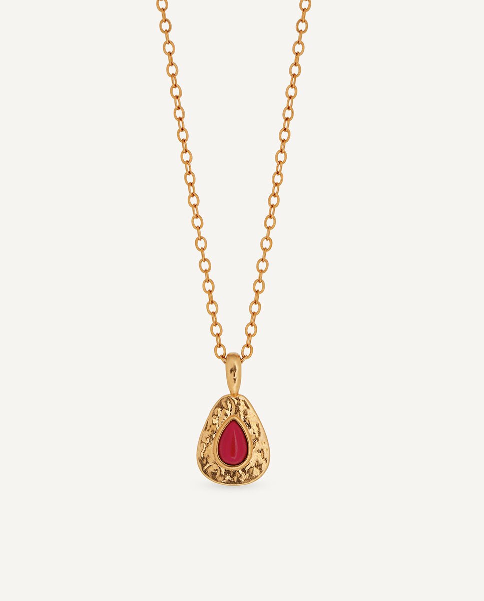 Collar gota zahara de maría g de jaime bañado en oro de 18 kt con coral sintético - Vidal & Vidal - Rojo Rojo-1