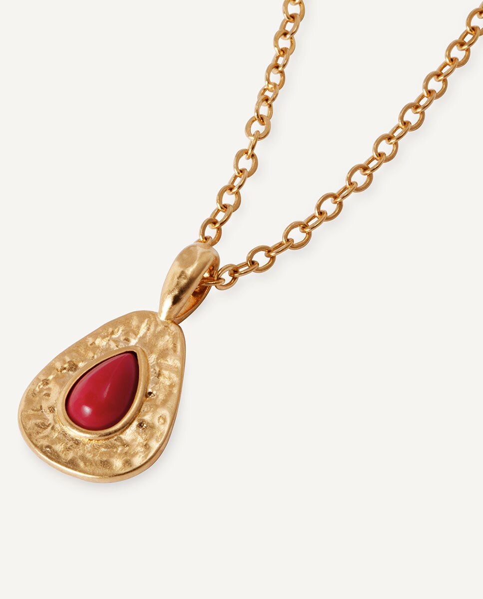 Collar gota zahara de maría g de jaime bañado en oro de 18 kt con coral sintético - Vidal & Vidal - Rojo Rojo-4
