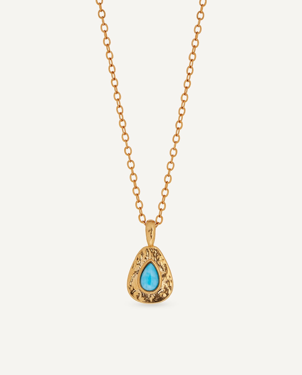 Collar gota turquesa de maría g de jaime bañado en oro de 18 kt con cuarzo larimar - Vidal & Vidal - Azul Azul-1