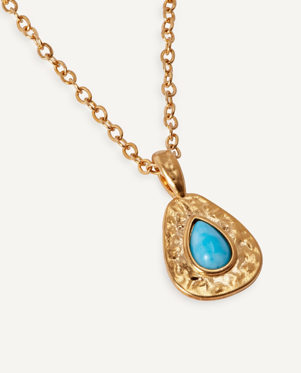 Collar gota turquesa de maría g de jaime bañado en oro de 18 kt con cuarzo larimar - Vidal & Vidal - Azul Azul-4