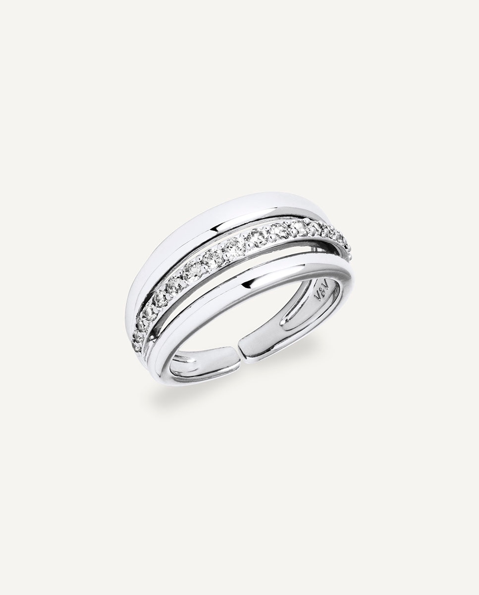 Anillo coctel bañado en plata de ley 925 con circonitas - Vidal & Vidal - Plateado Plateado-1