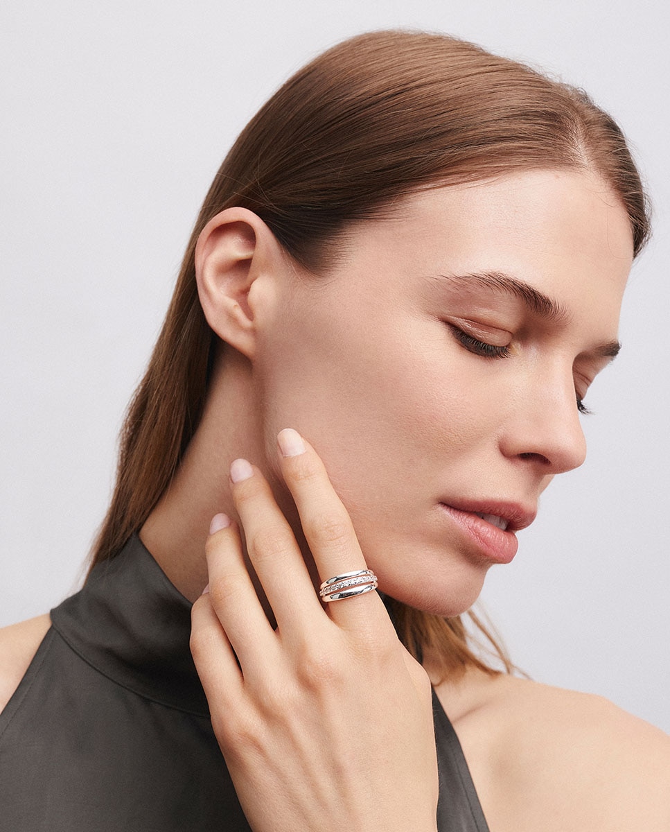 Anillo coctel bañado en plata de ley 925 con circonitas - Vidal & Vidal - Plateado Plateado-3