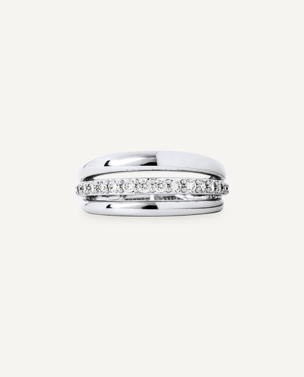 Anillo coctel bañado en plata de ley 925 con circonitas - Vidal & Vidal - Plateado Plateado-4