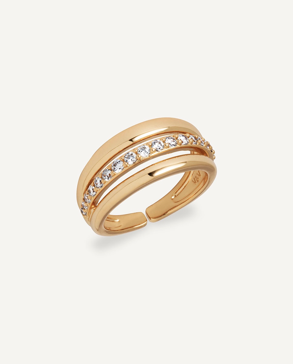 Anillo coctel bañado en oro de 18 kt con circonitas - Vidal & Vidal - Dorado Dorado-1