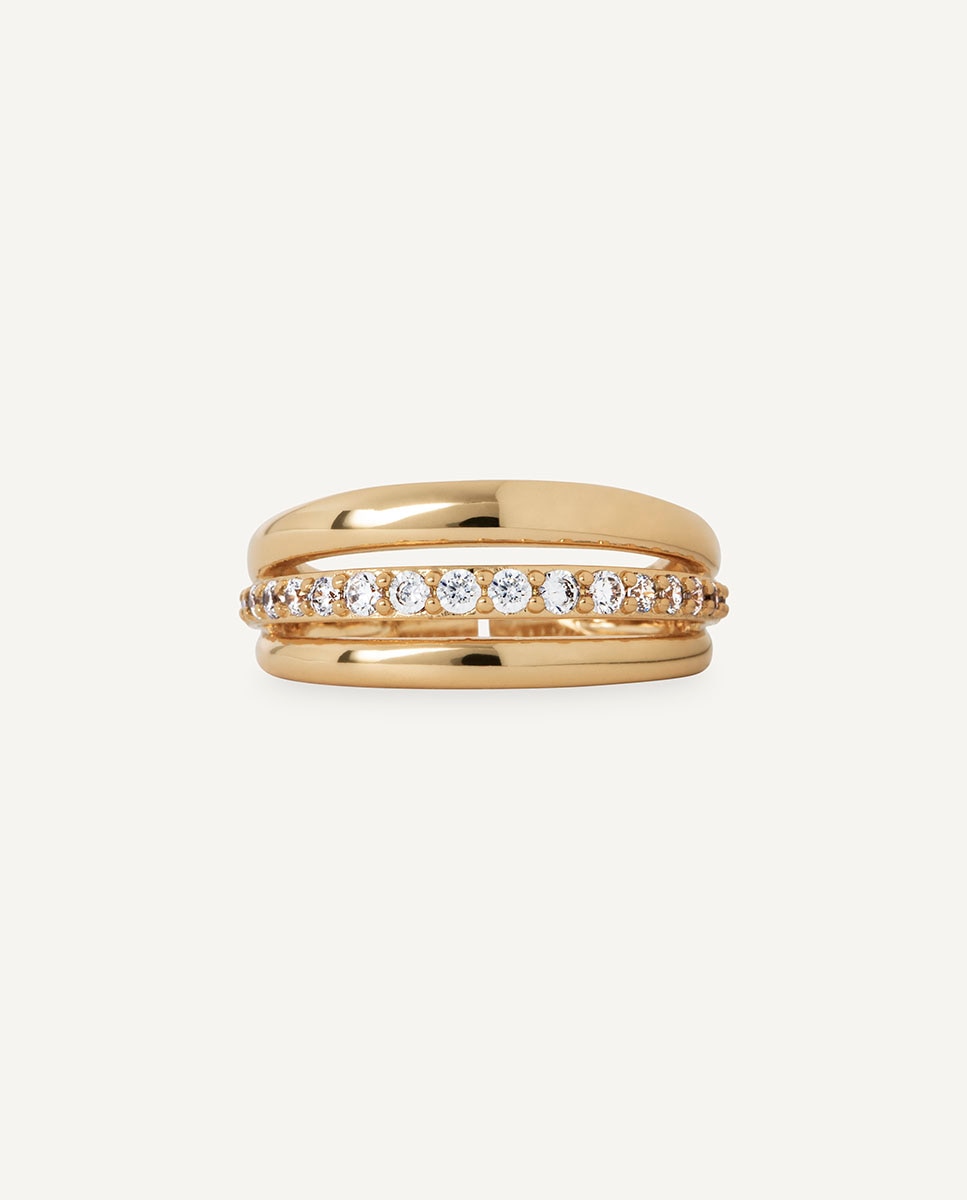 Anillo coctel bañado en oro de 18 kt con circonitas - Vidal & Vidal - Dorado Dorado-4