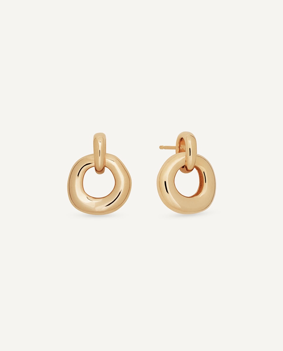 Pendientes botón flama bañados en oro de 18 kt - Vidal & Vidal - Dorado Dorado-1