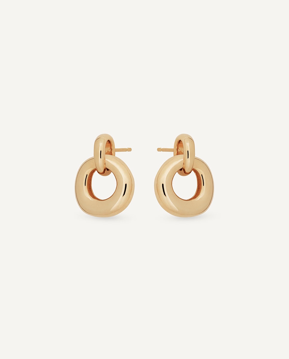 Pendientes botón flama bañados en oro de 18 kt - Vidal & Vidal - Dorado Dorado-4