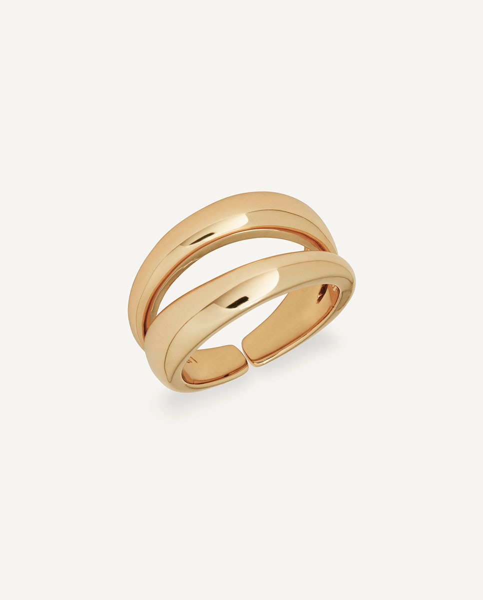 Imagen 0 de Anillo abierto flama bañado en oro de 18 kt Dorado