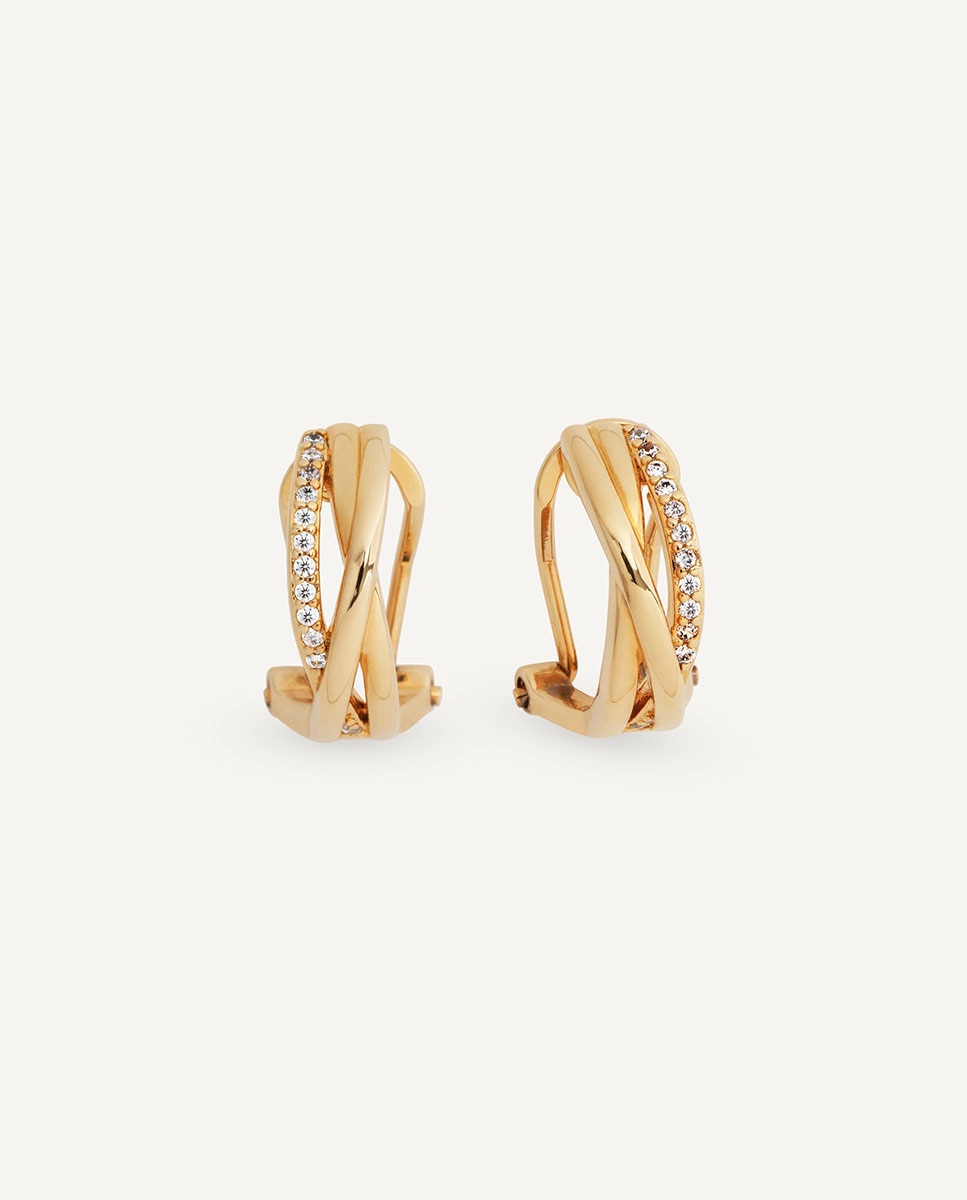 Pendientes de aro sara bañados en oro de 18 kt con circonitas - Vidal & Vidal - Dorado Dorado-1