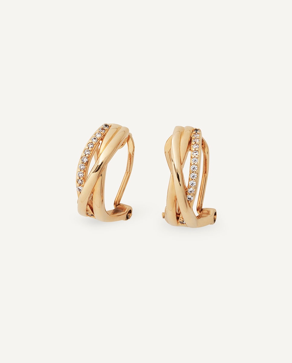 Pendientes de aro sara bañados en oro de 18 kt con circonitas - Vidal & Vidal - Dorado Dorado-4