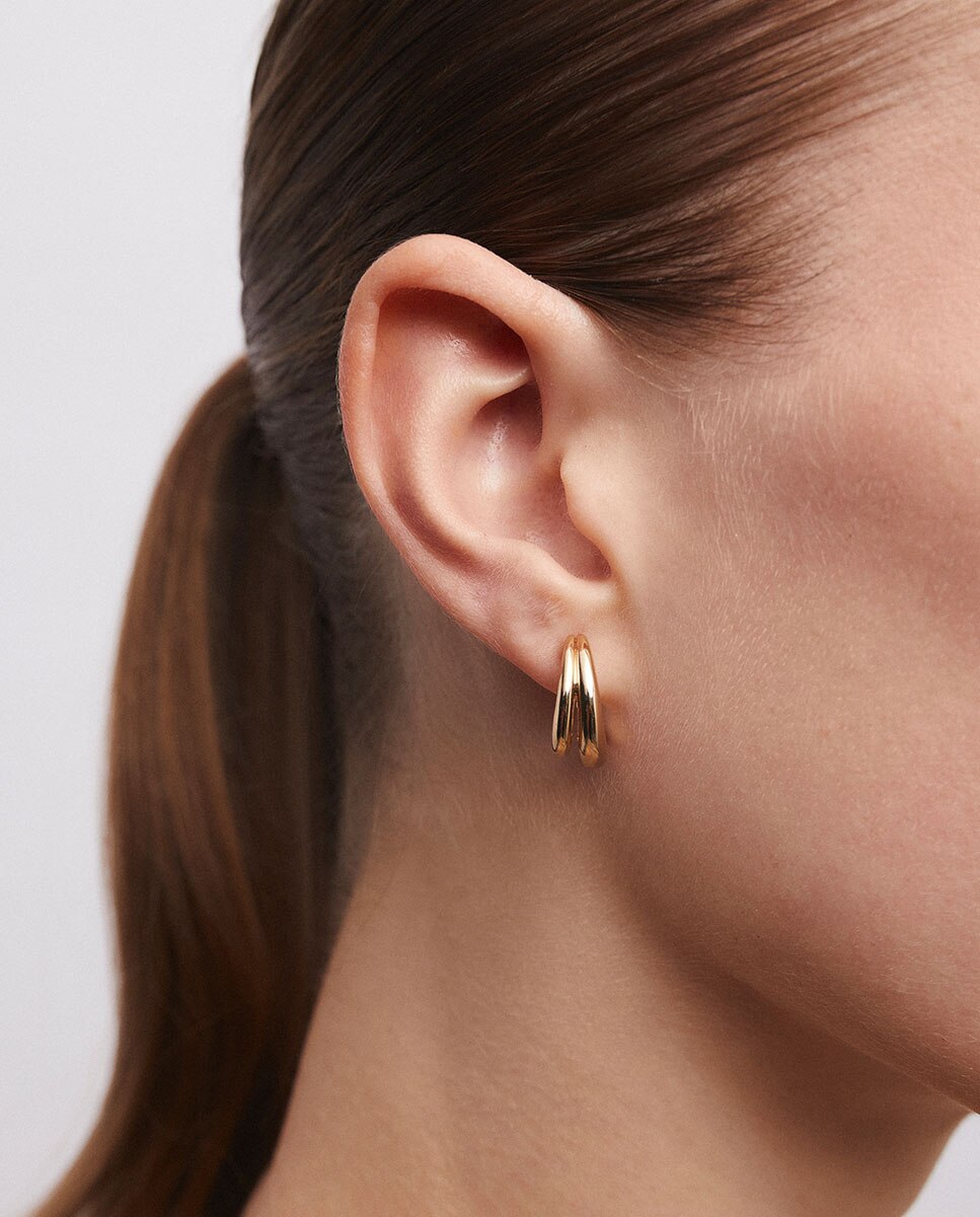 Pendientes semiluna alicia bañados en oro de 18 kt - Vidal & Vidal - Dorado Dorado-2