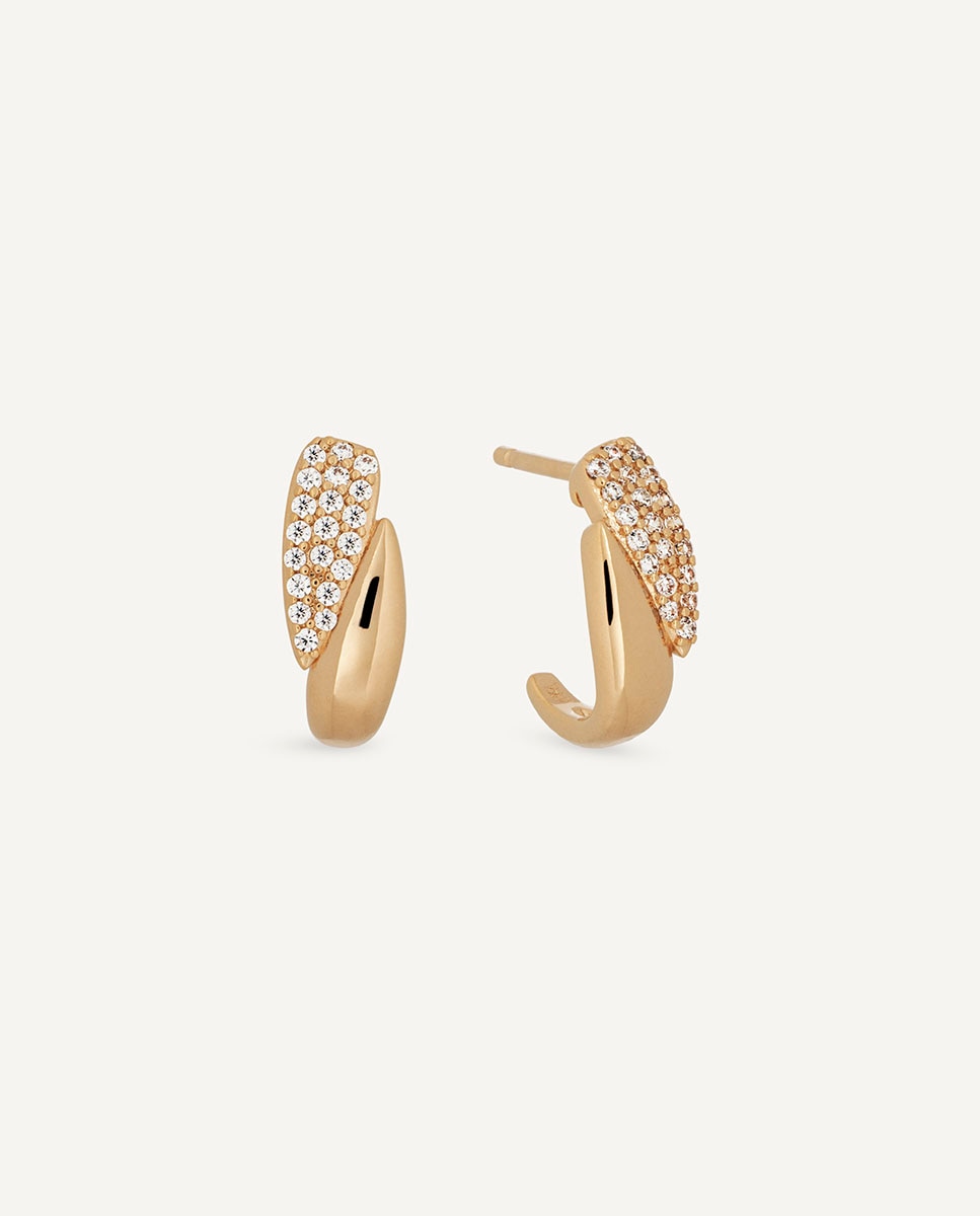 Pendientes semiluna doremi bañados en oro de 18 kt con circonitas - Vidal & Vidal - Dorado Dorado-1