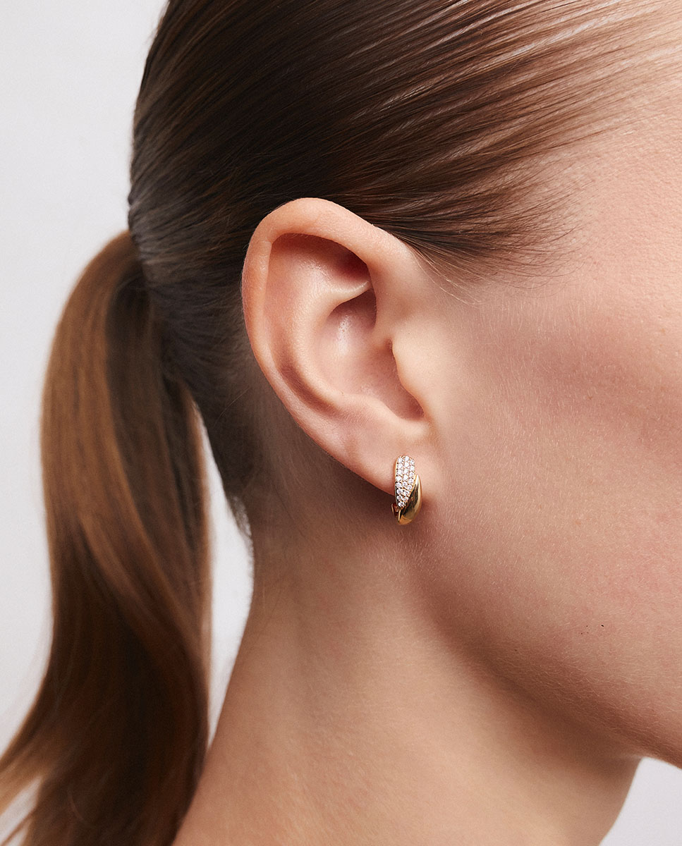 Pendientes semiluna doremi bañados en oro de 18 kt con circonitas - Vidal & Vidal - Dorado Dorado-2