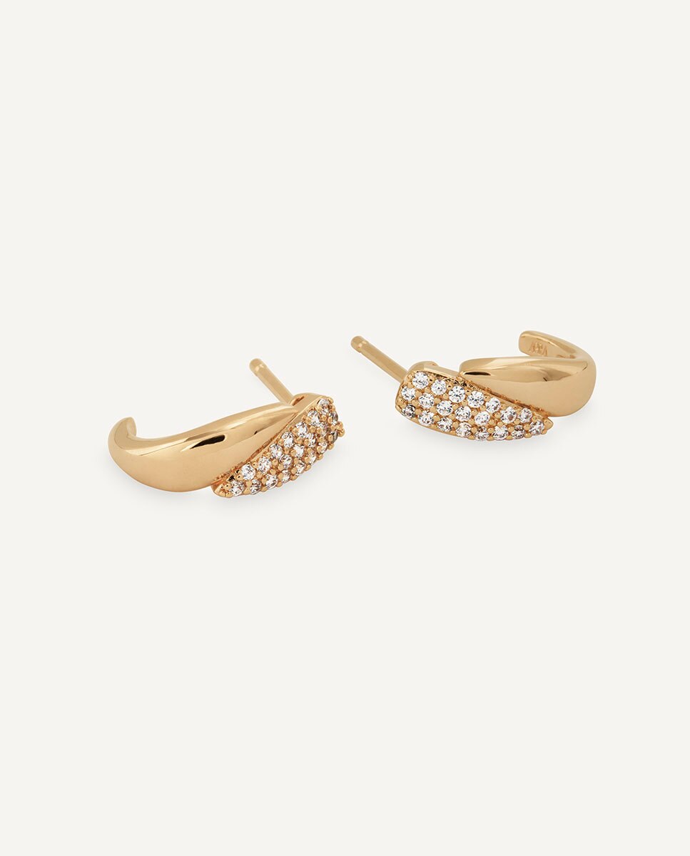 Pendientes semiluna doremi bañados en oro de 18 kt con circonitas - Vidal & Vidal - Dorado Dorado-4