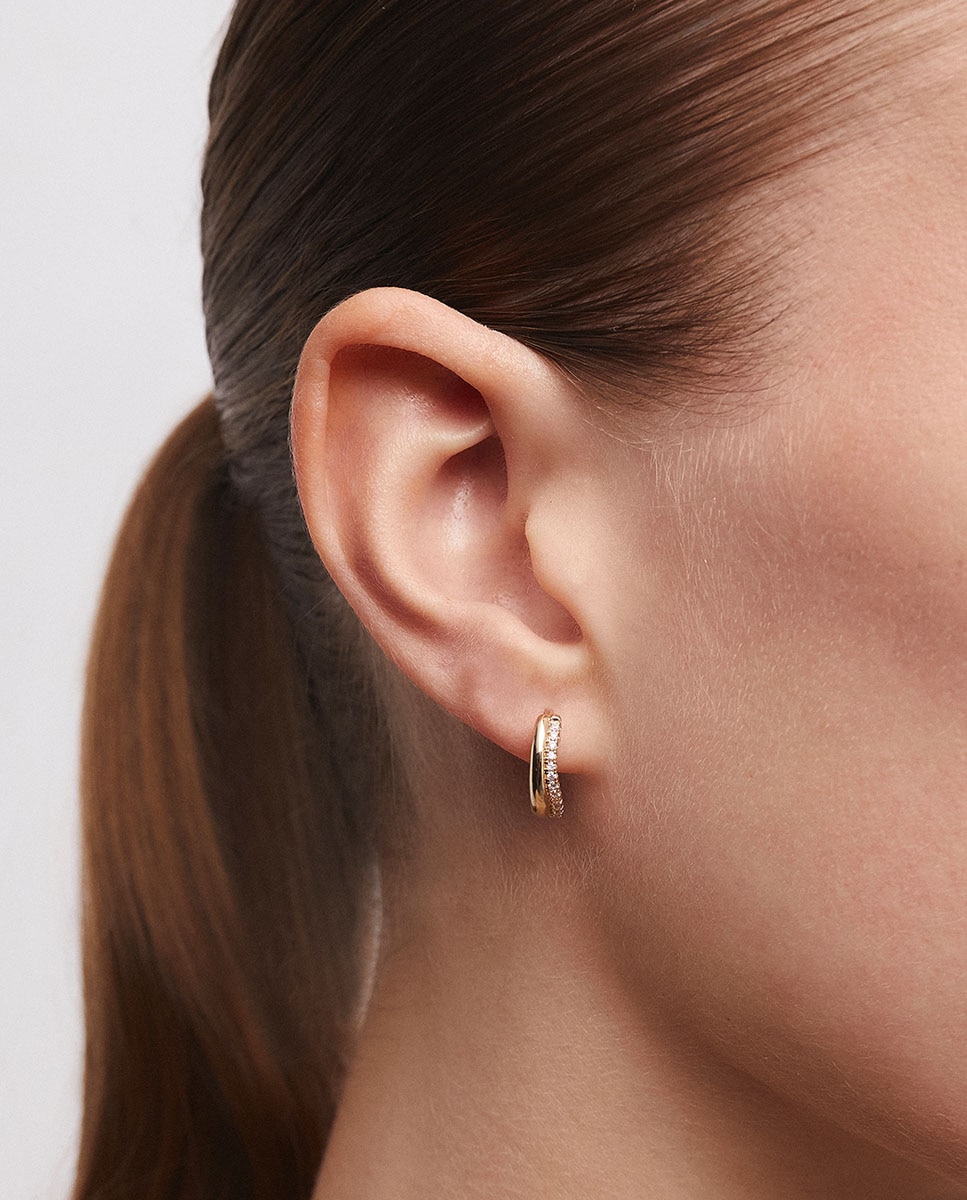 Pendientes de aro luige bañados en oro de 18 kt con circonitas - Vidal & Vidal - Dorado Dorado-2