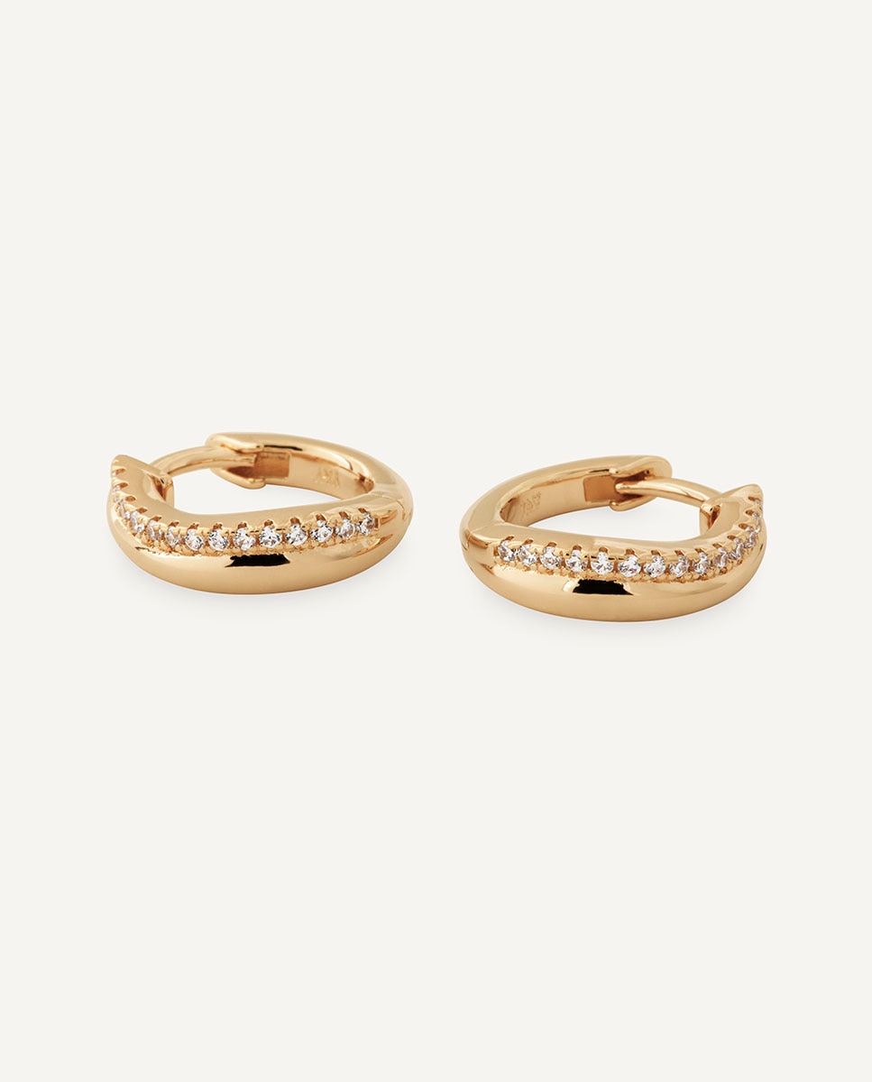 Pendientes de aro luige bañados en oro de 18 kt con circonitas - Vidal & Vidal - Dorado Dorado-4