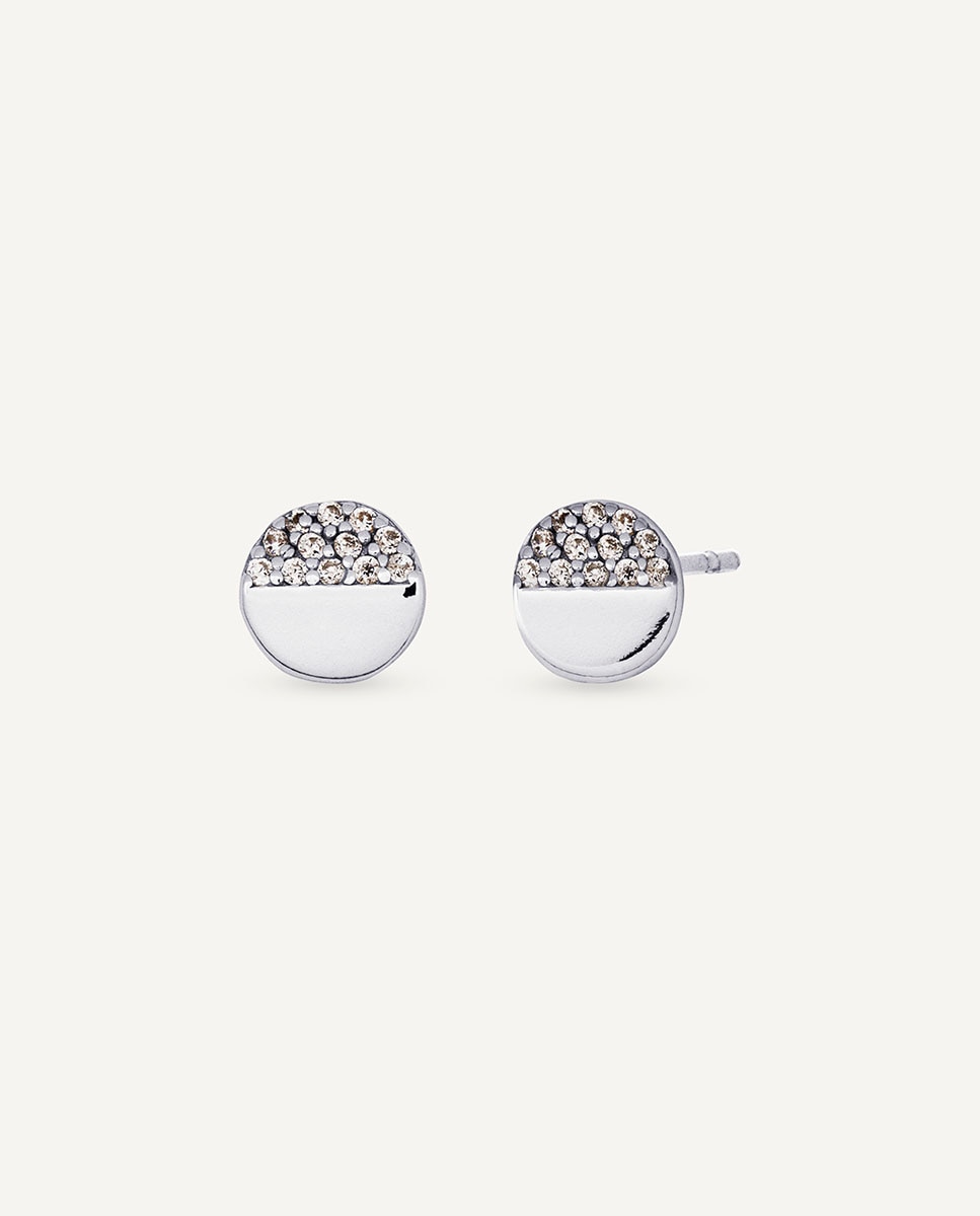 Pendientes botón roue de plata de ley 925 con circonitas - Vidal & Vidal - Plateado Plateado-1