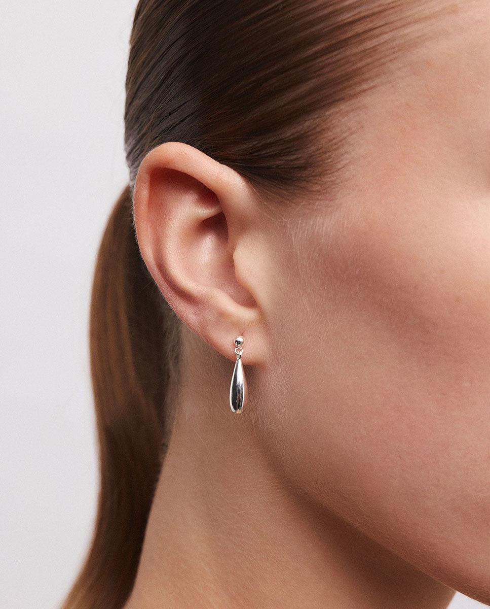 Pendientes gotas enma de plata de ley 925 - Vidal & Vidal - Plateado Plateado-2