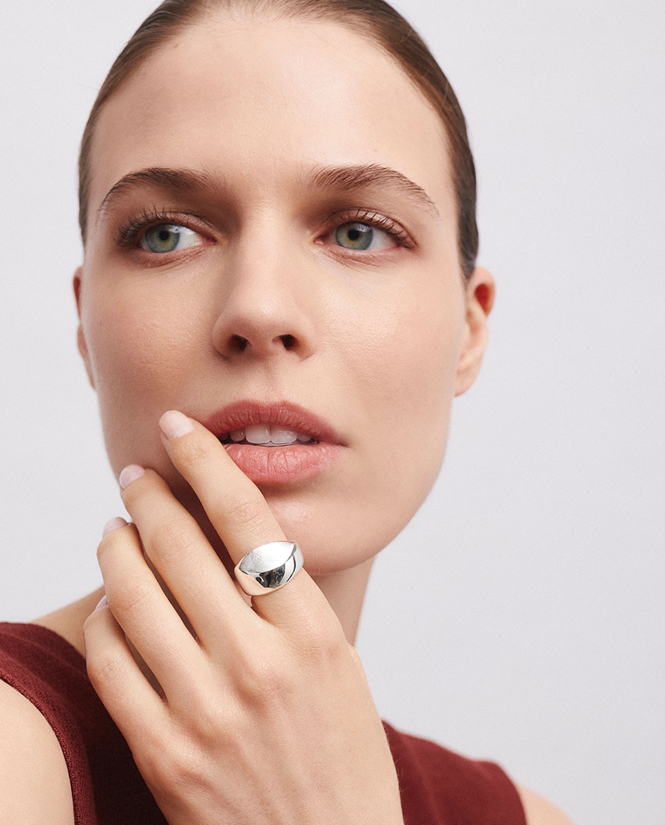 Anillo ancho toffee bañado en plata de ley 925 - Vidal & Vidal - Plateado Plateado-2