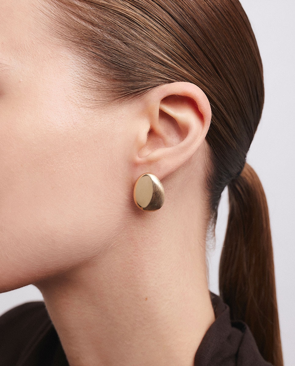 Pendientes botón toffee bañados en oro de 18 kt - Vidal & Vidal - Dorado Dorado-2