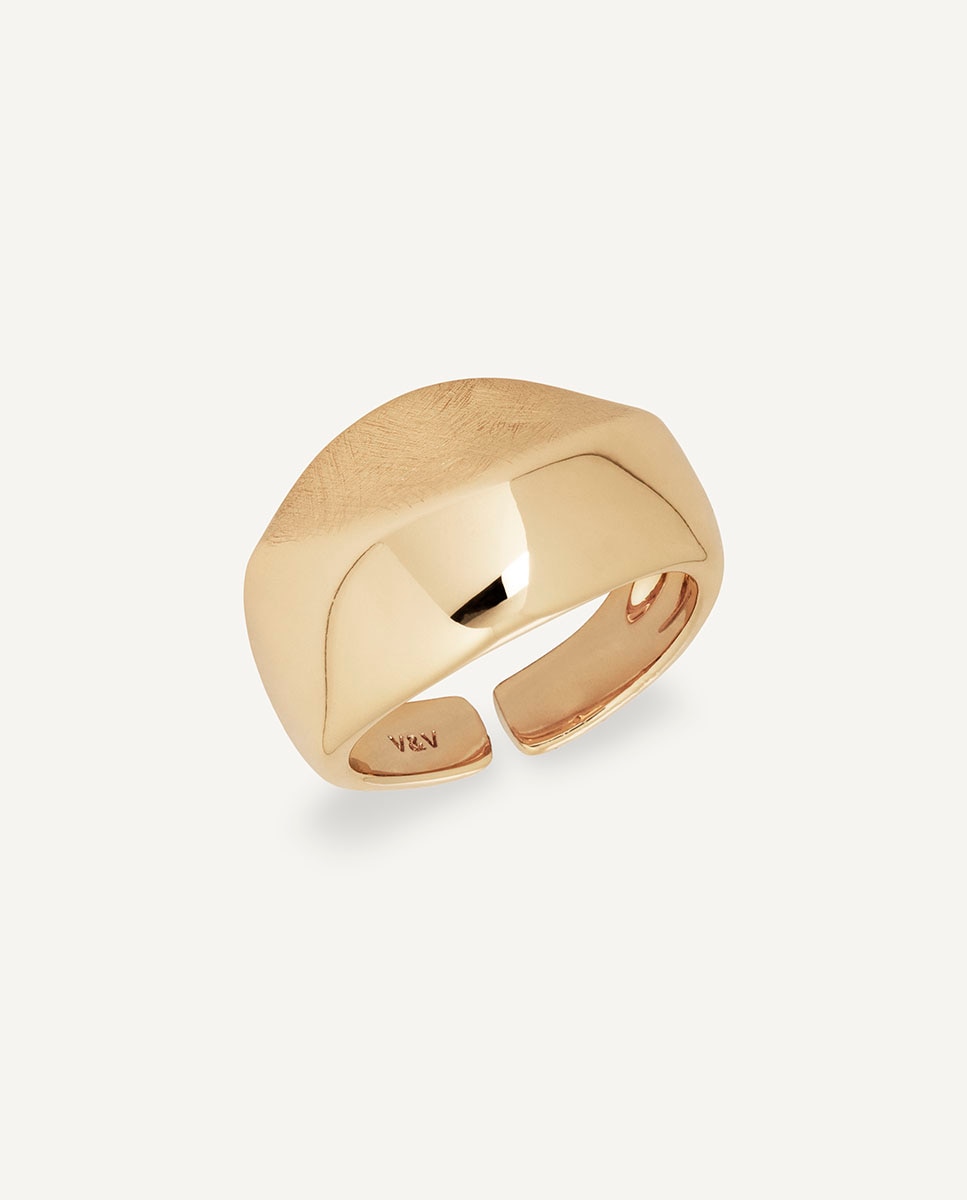 Imagen 1 de Anillo ancho toffee bañado en oro de 18 kt - Vidal & Vidal - Dorado Dorado