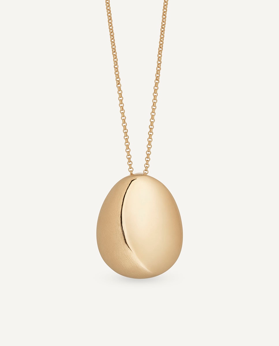 Imagen 0 de Colgante maxi oval toffee bañado en oro de 18 kt Dorado