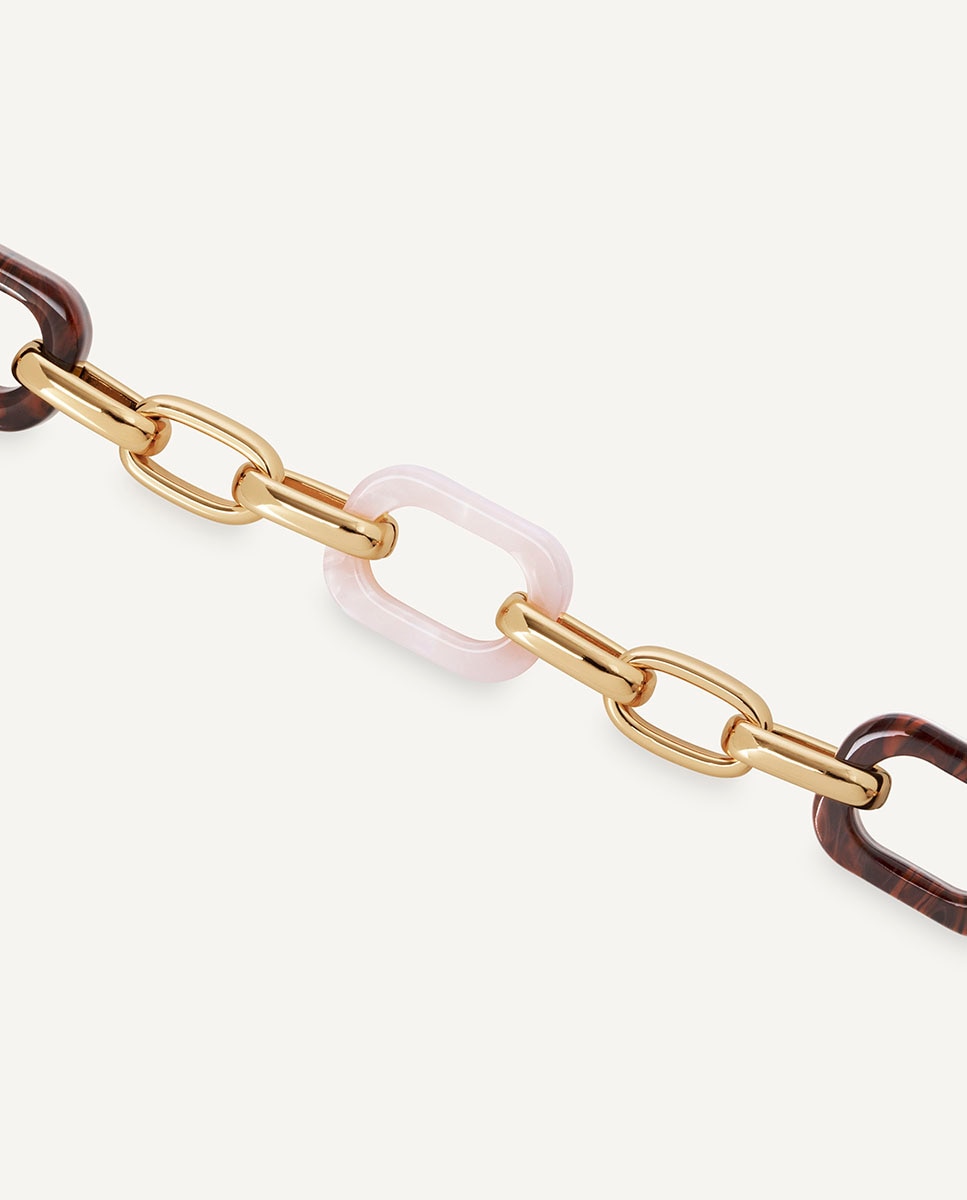 Pulsera eslabones candy con acetato y resinabañada en oro de 18 kt - Vidal & Vidal - Beige/Marrón Beige/Marrón-4