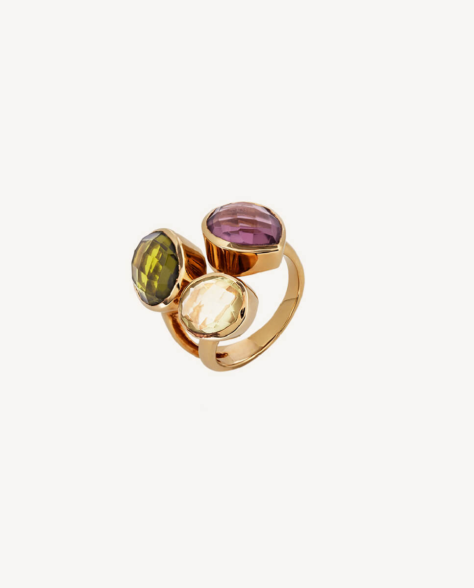 Imagen 0 de Anillo dreams ajustable bañado en oro de 18 kt con piedras naturales