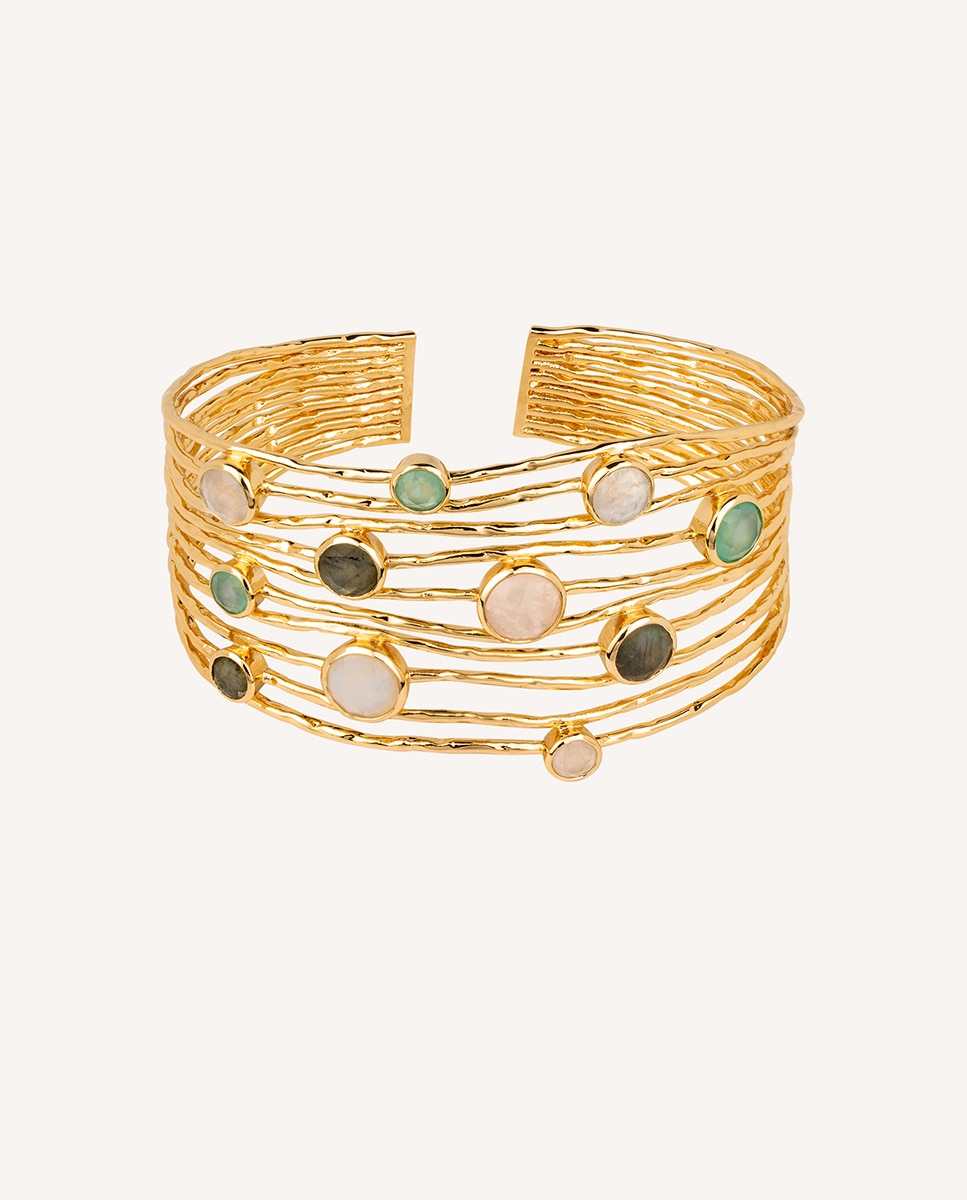Pulsera rígida tiras cristal con piedras naturales en pastel - Vidal & Vidal - Multicolor Multicolor-1