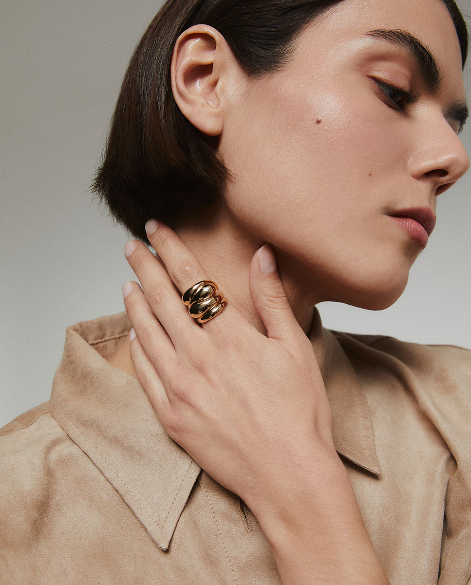 Anillo big drop bañado en 18 kt - Vidal & Vidal - Oro Oro-2