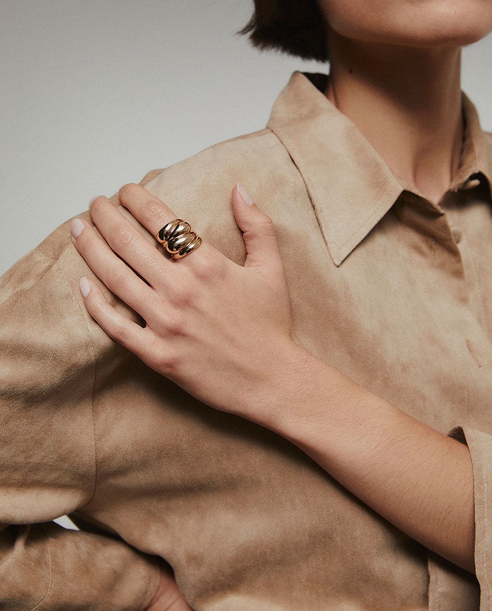 Anillo big drop bañado en 18 kt - Vidal & Vidal - Oro Oro-3