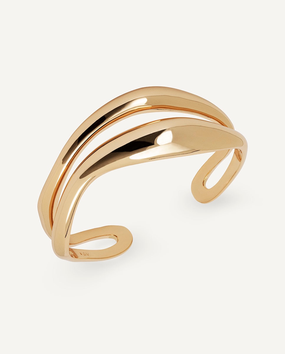 Imagen 0 de Brazalete espiral waves bañado en oro de 18 kt