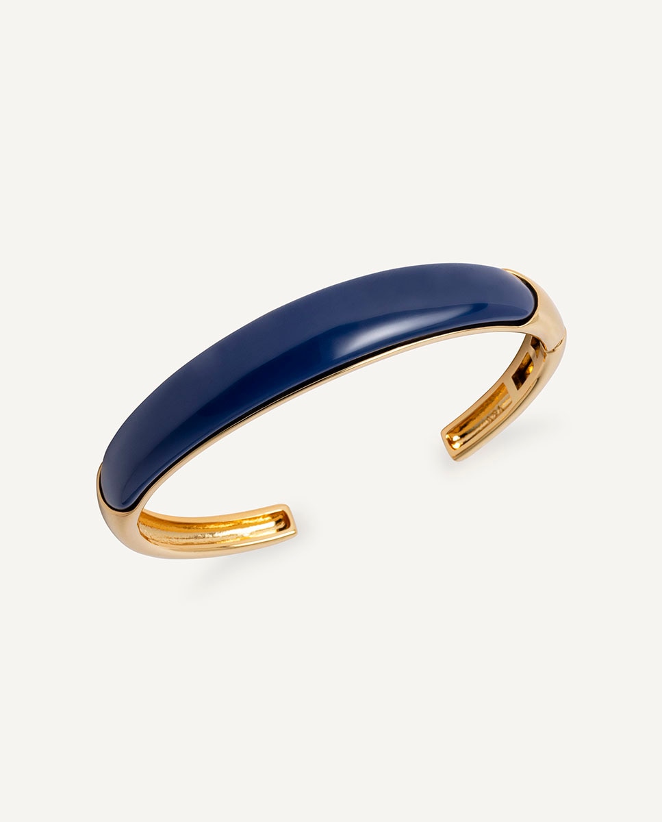 Imagen 1 de Brazalete navy bañado en oro de 18 kt con acetato y resina marrón - Vidal & Vidal - Azul Azul