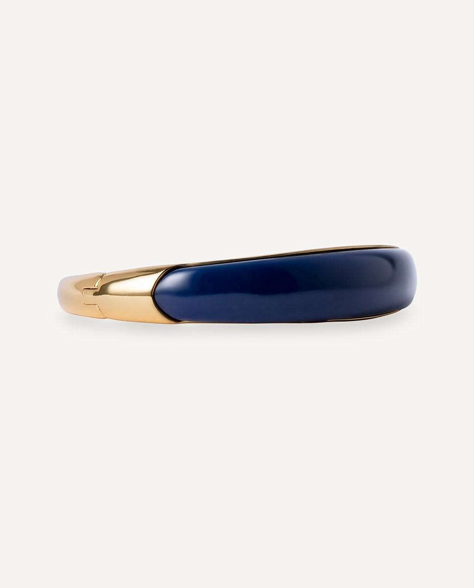 Imagen 4 de Brazalete navy bañado en oro de 18 kt con acetato y resina marrón - Vidal & Vidal - Azul Azul