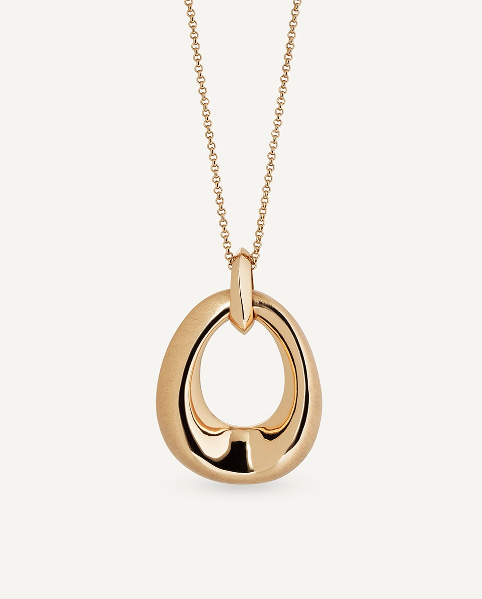 Imagen 0 de Colgante oval volumen textura dual bañado en oro de 18 kt Oro