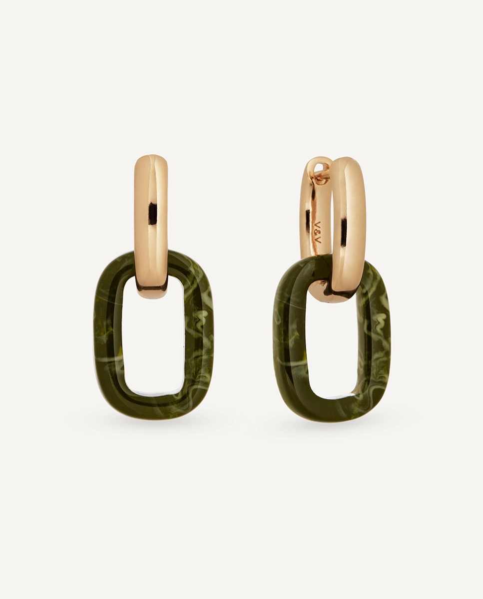 Pendientes garden bañados en oro de 18 kt con acetato y resina - Vidal & Vidal - Dorado Dorado-1