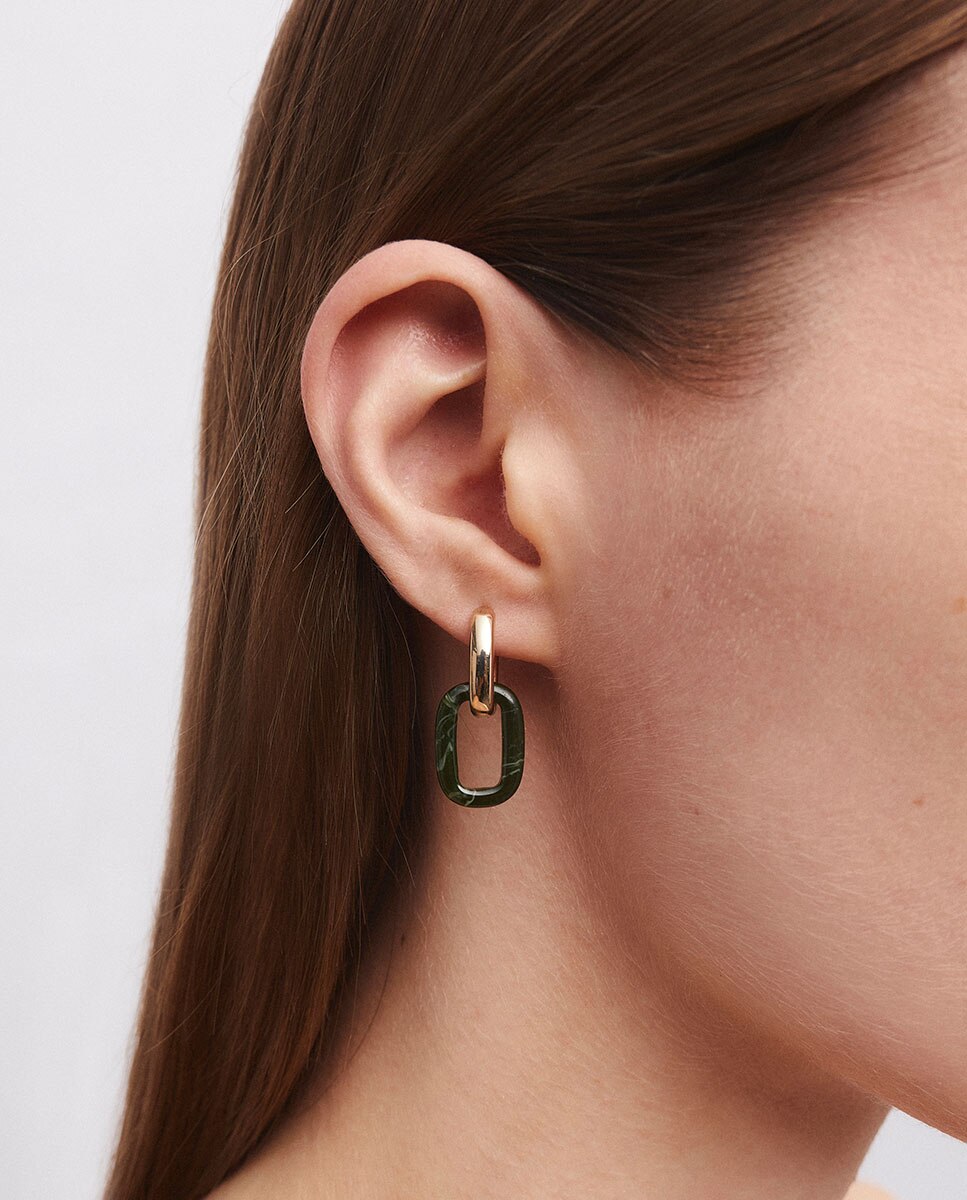 Pendientes garden bañados en oro de 18 kt con acetato y resina - Vidal & Vidal - Dorado Dorado-2