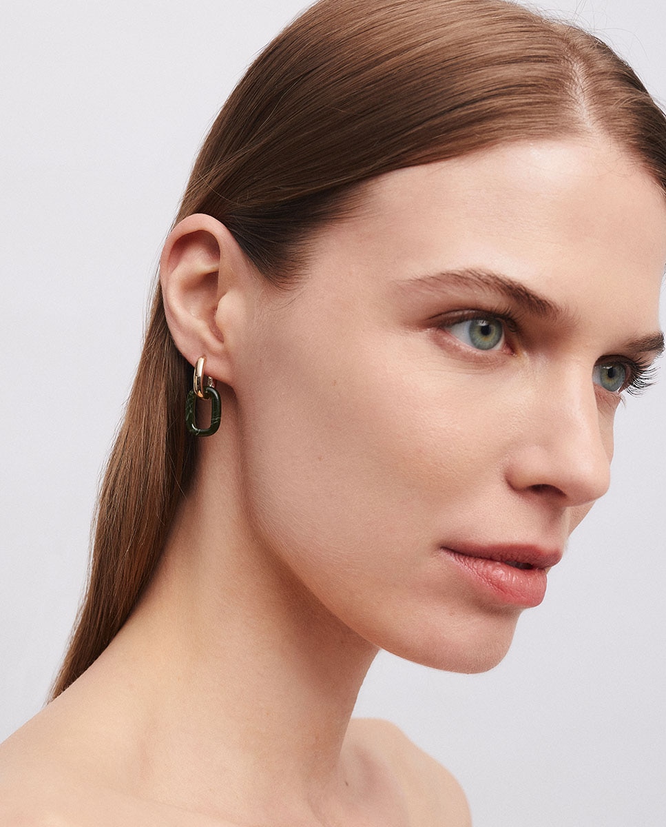 Pendientes garden bañados en oro de 18 kt con acetato y resina - Vidal & Vidal - Dorado Dorado-3