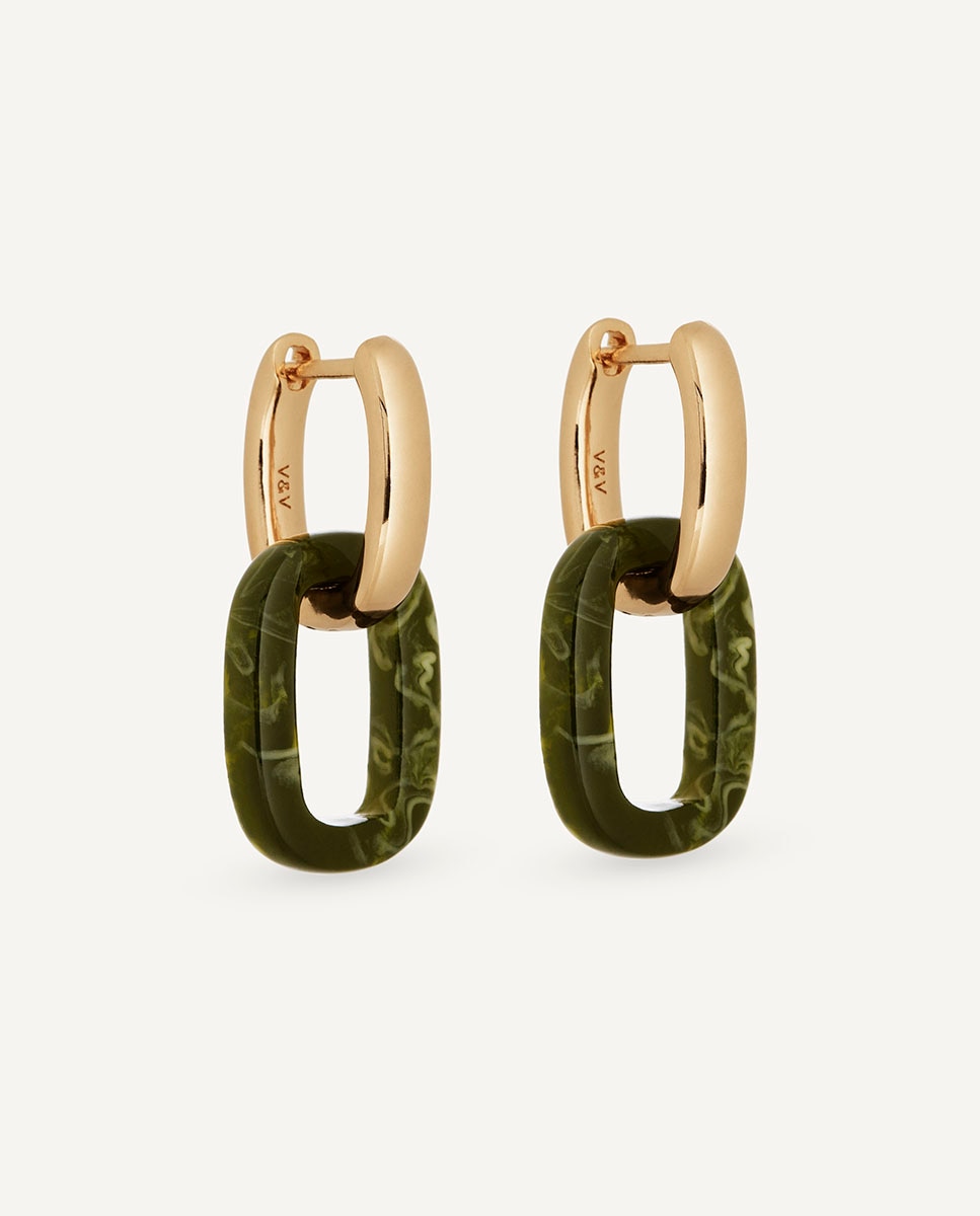 Pendientes garden bañados en oro de 18 kt con acetato y resina - Vidal & Vidal - Dorado Dorado-4