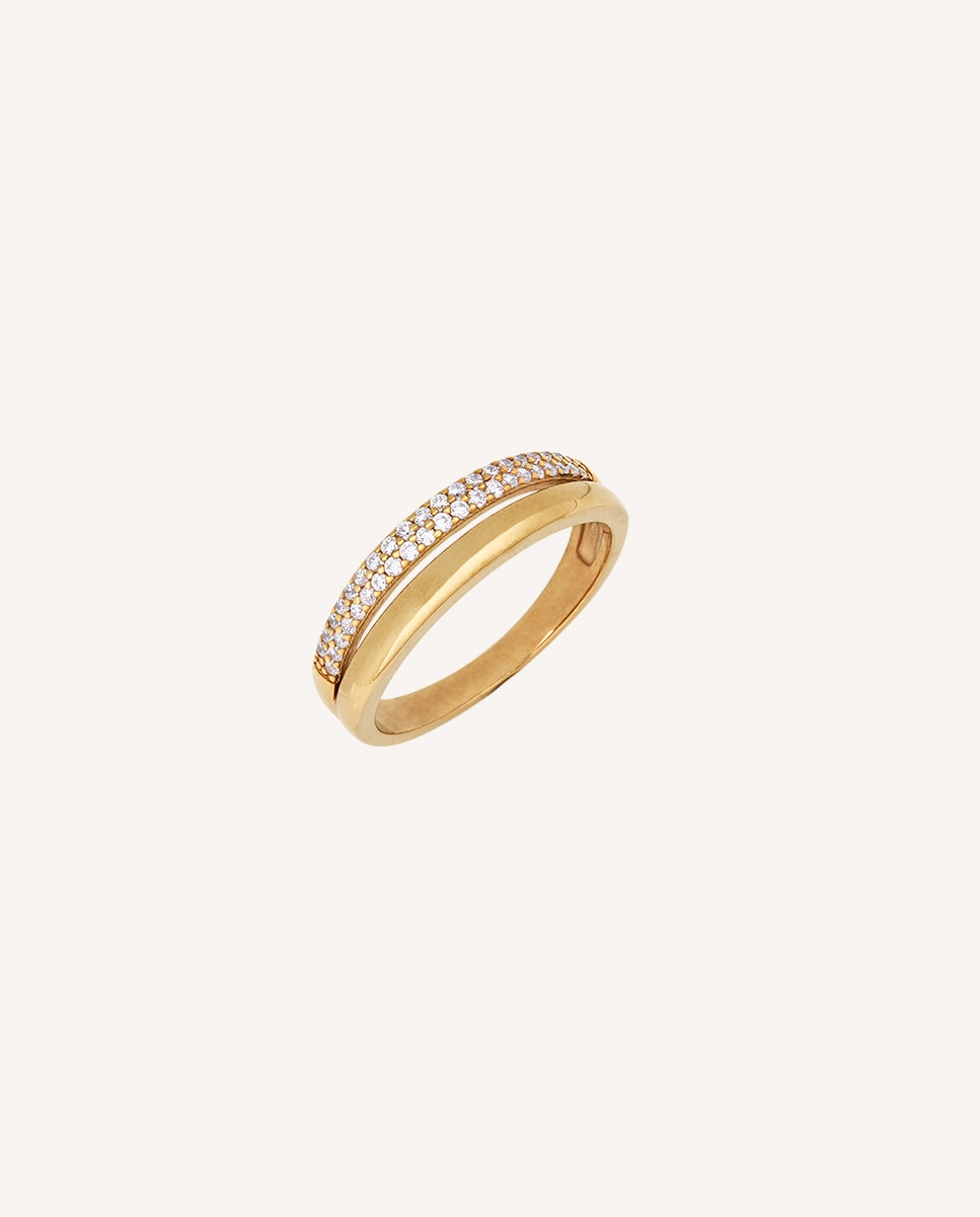 Imagen 1 de Anillo carolina de plata de ley 925 con baño en oro de 18 kt y circonitas - Vidal & Vidal - Oro Oro