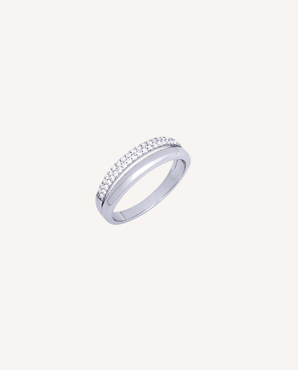 Anillo carolina de plata de ley 925 con baño en platino circonitas - Vidal & Vidal - Plata Plata-1